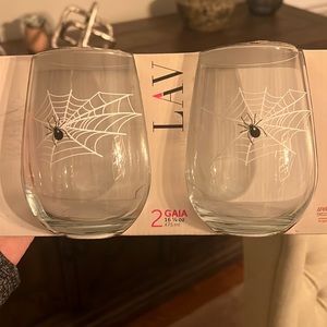 NWT Lav 4 Gaia Stemless Spider Wine Glasses